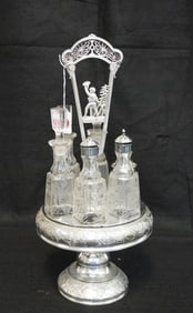 VINTAGE MERIDEN SILVER PLATE CRUET SET