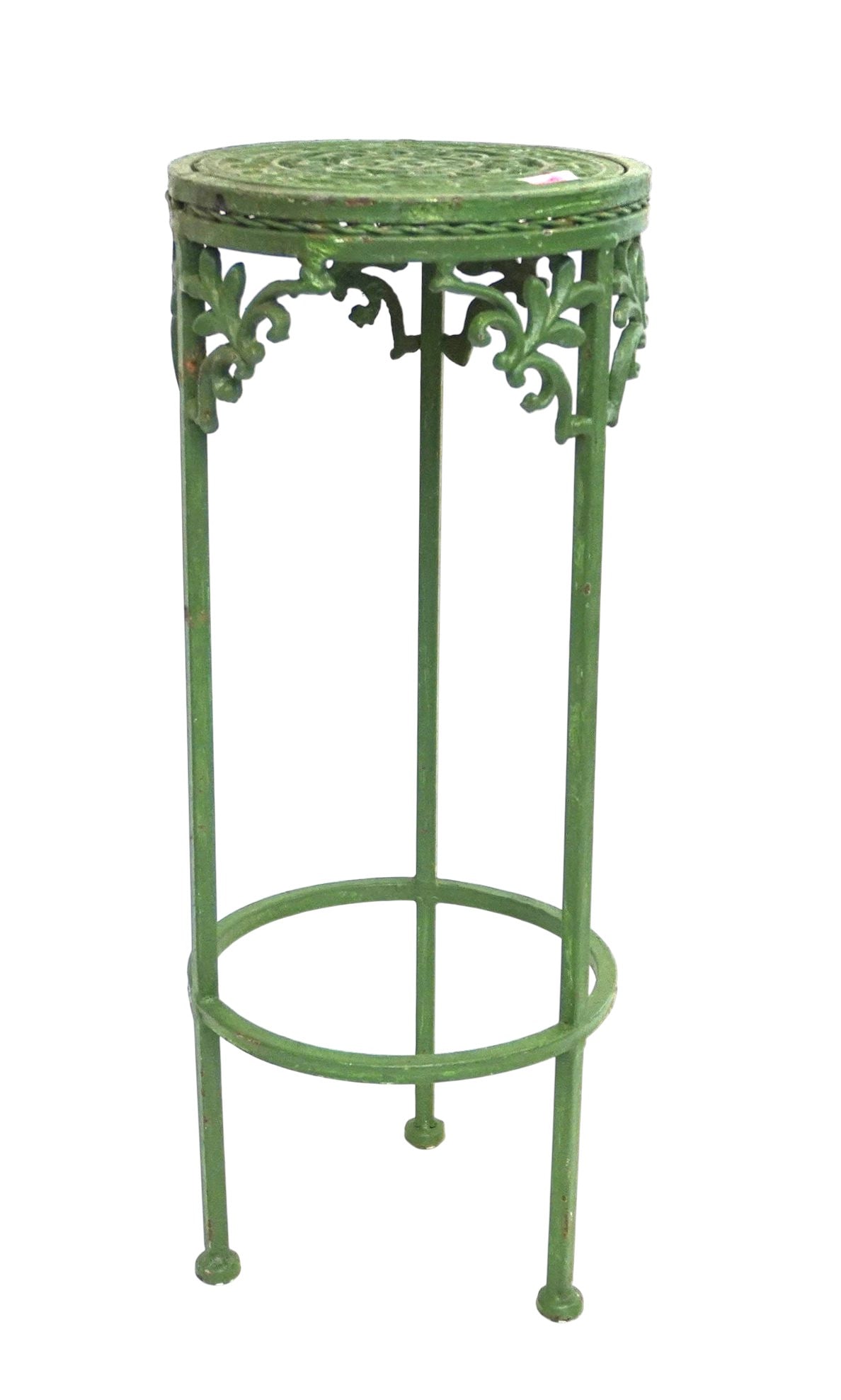 ANTIQUE GREEN CAST IRON PLANT STAND (1 of 5)
