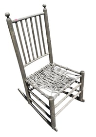 PRIMITIVE ANTIQUE ROPE SEAT ROCKING CHAIR