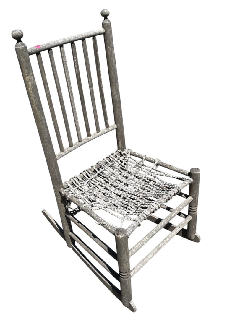 PRIMITIVE ANTIQUE ROPE SEAT ROCKING CHAIR (1 of 5)