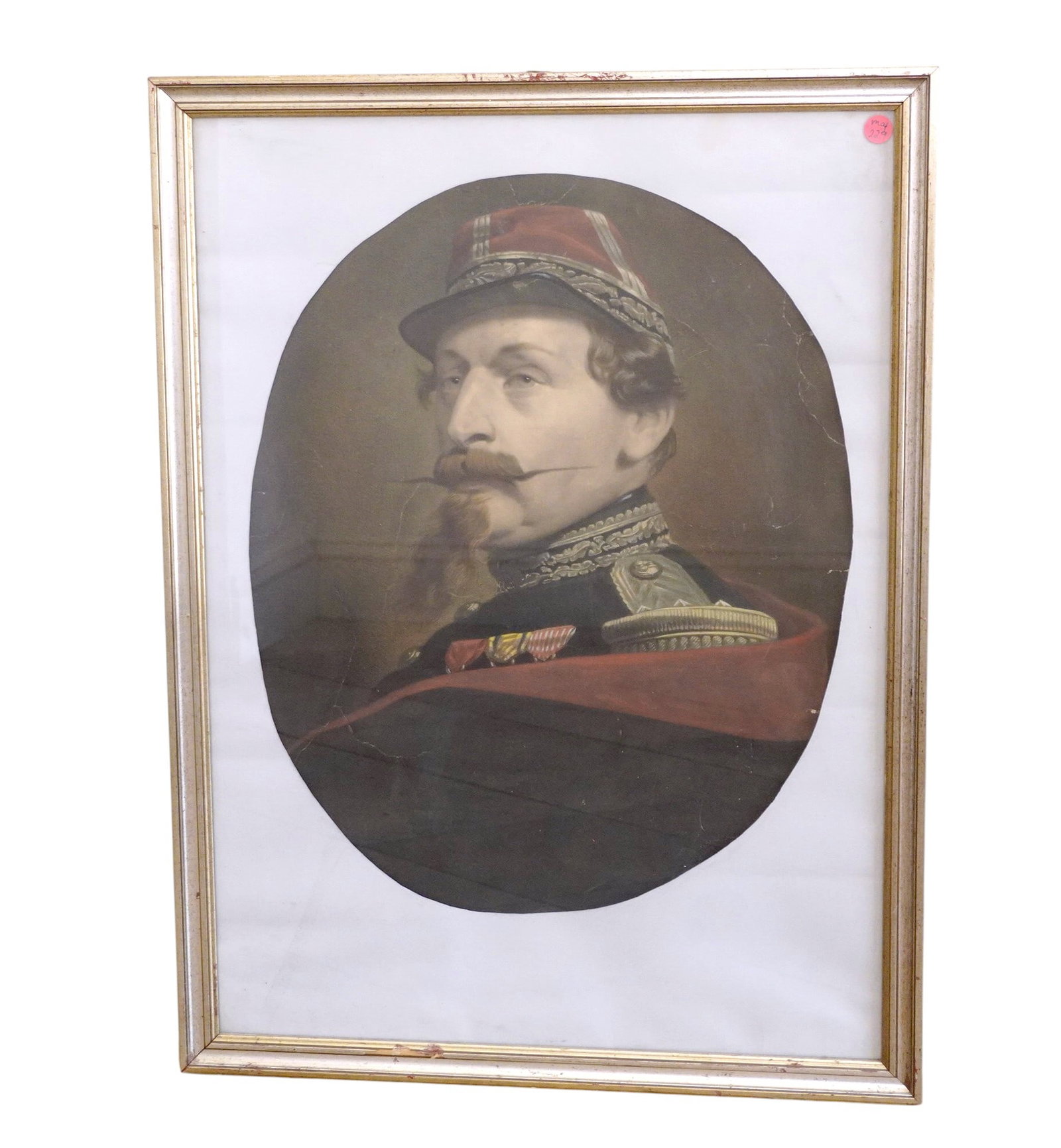 NAPOLEON III BY ADOLPHE YVON COLOR ENGRAVING: Antique Napoleon III by Adolphe Yvon Color Engraving Frames. In frame measures 21 3/4"x29"x1". Weight 7 lbs. **In house shipping available on this lot** If you win this lot, please select self arrange