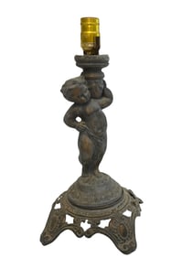 ORNATE BRASS CHERUB LAMP