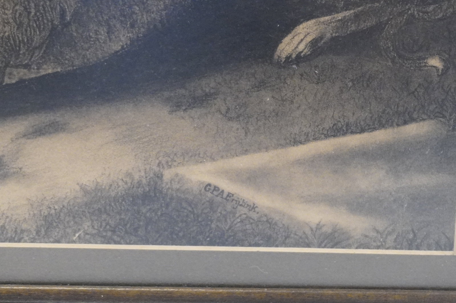 FRAMED ANTIQUE DOG ETCHING - 5
