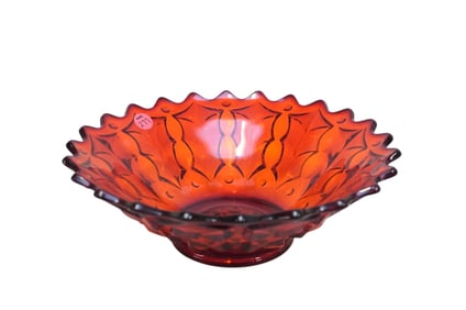 FOSTORIA RUBY RED HOLLY CENTERPIECE BOWL