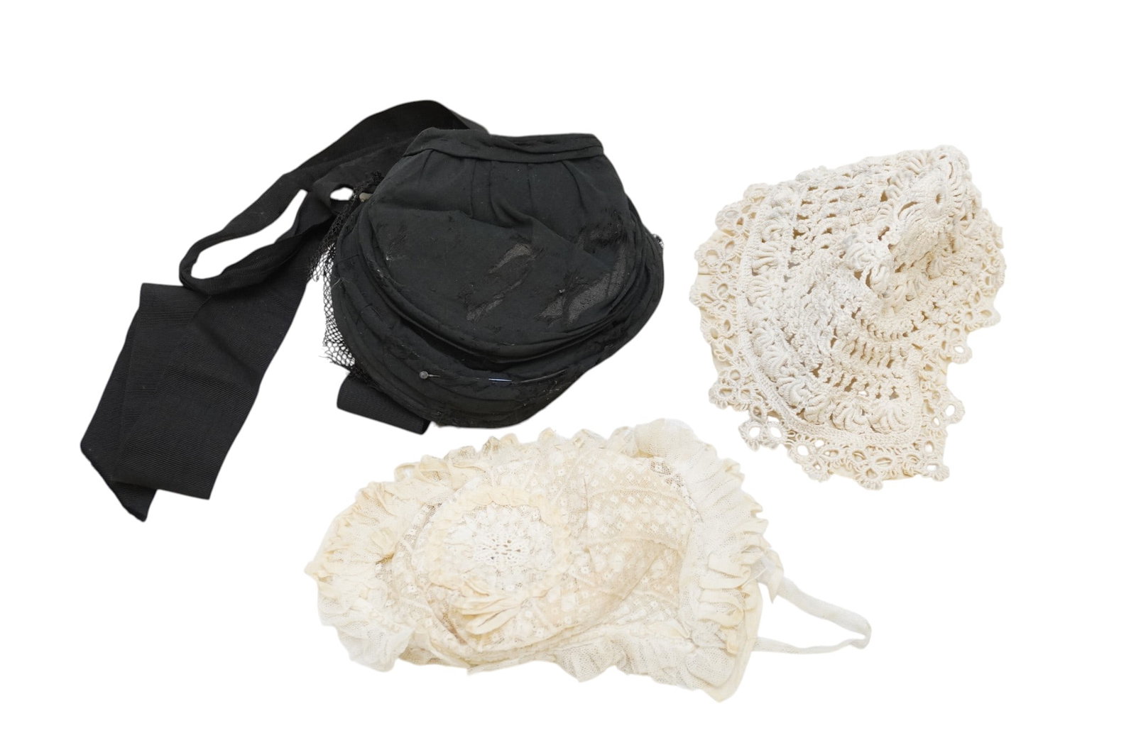 3 ANTIQUE BABY BONNETS (1 of 3)