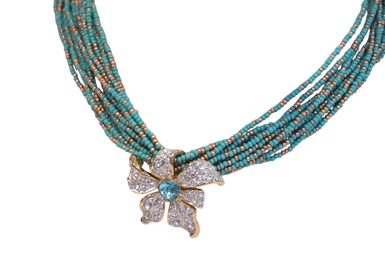 VINTAGE NOLAN MILLER BLOOMING BLUE NECKLACE (1 of 4)