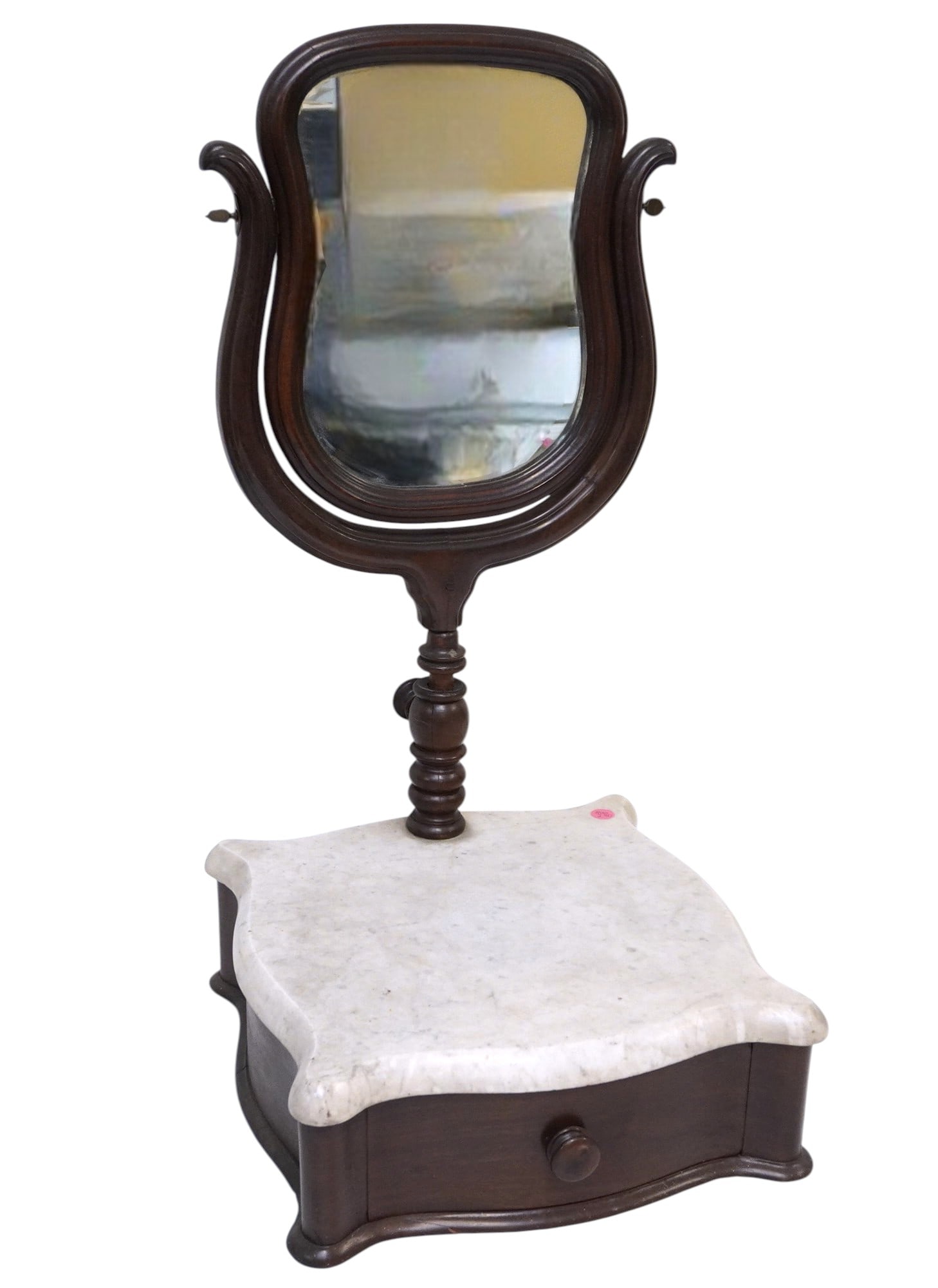 ANTIQUE SHAVING MIRROR MARBLE TOP (1 of 5)