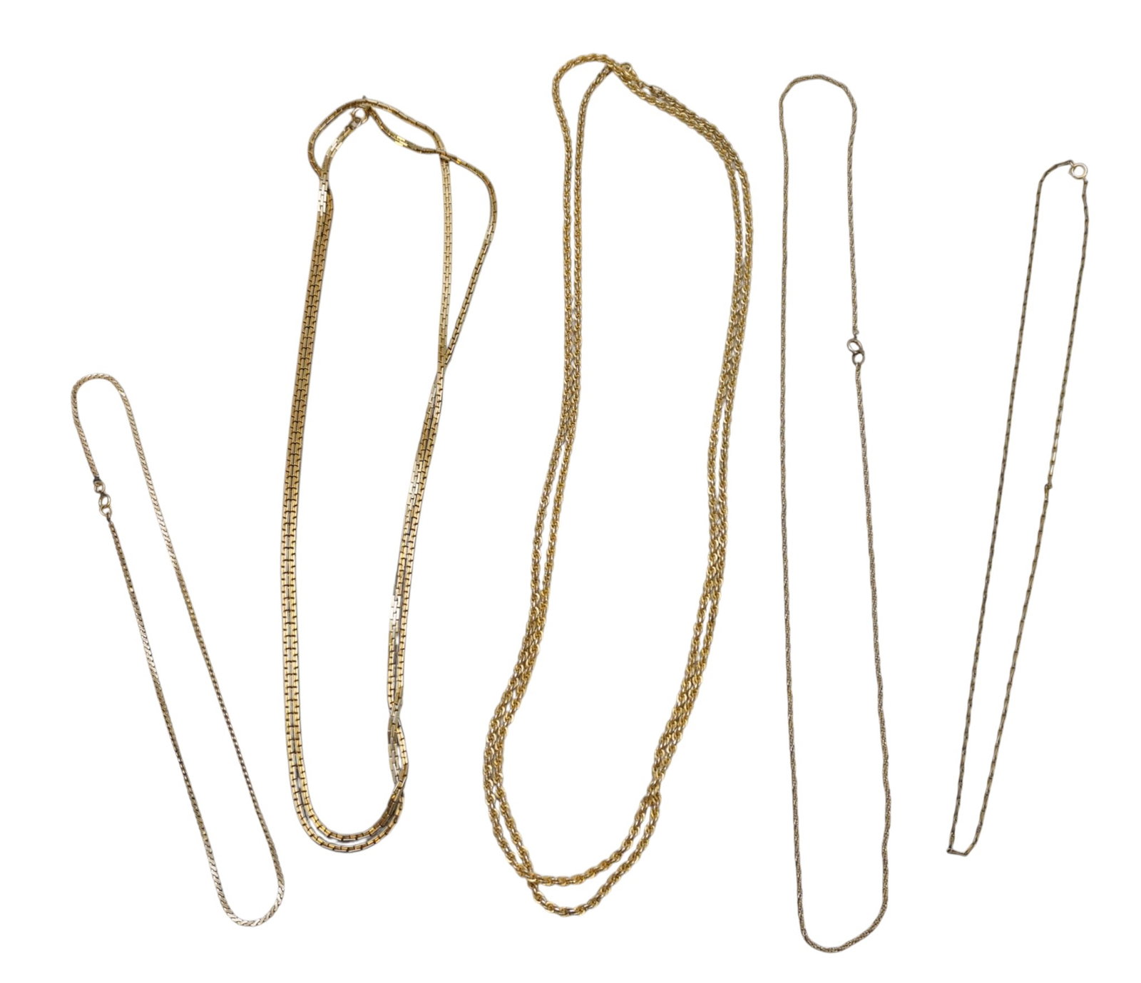 5 COSTUME GOLD TONE CHAIN NECKLACES (1 of 3)