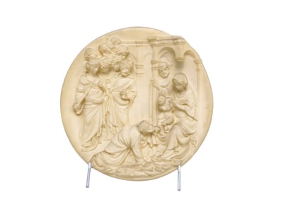 VINTAGE ALBERTO SANTANGELA ADORATION OF THE MAGI ALABASTER PLATE