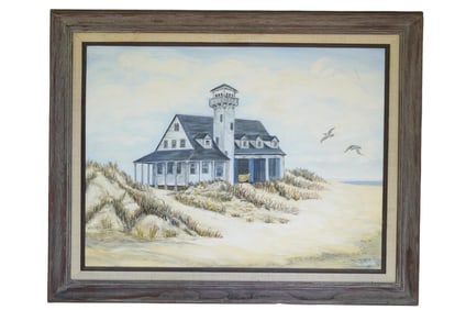 ORIGINAL VINTAGE OIL OUTER BANKS LAST LIFE SAVING STATION