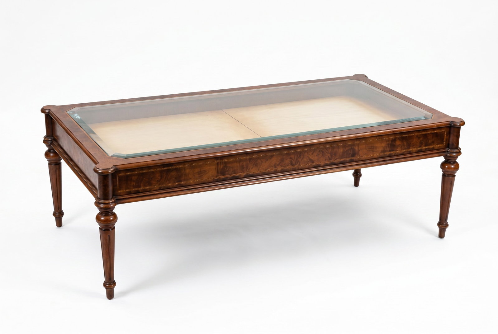 VINTAGE ITALIAN GLASS & BURL WOOD COCKTAIL DISPLAY TABLE (1 of 8)
