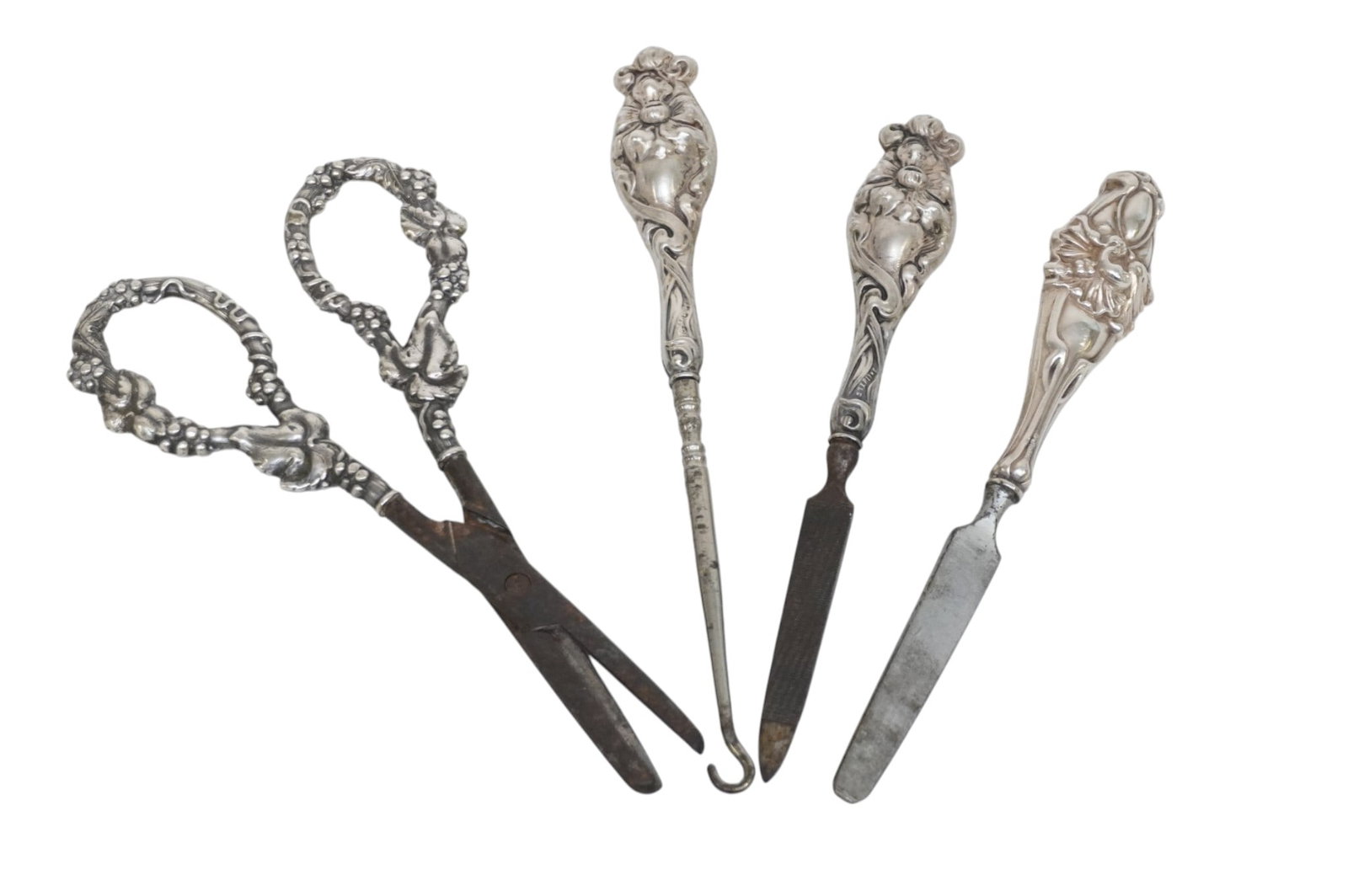 4 pc STERLING SILVER ART NOUVEAU VANITY + (1 of 5)