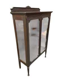 ANTIQUE 19TH C GLASS DOOR CURIO CABINET DISPLAY CASE