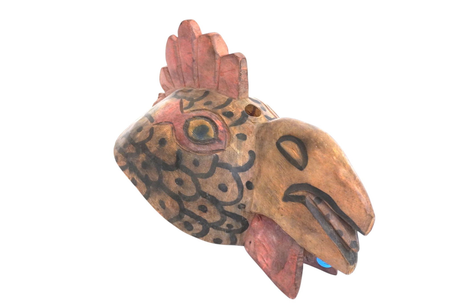 VINTAGE HAND CARVED ROOSTER MASK FOR WALL (1 of 4)