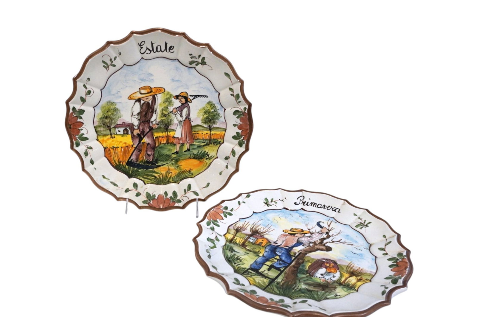 PAIR INTRADA ITALY ITALIAN MAJOLICA HAND PAINTED PLATES (1 of 5)
