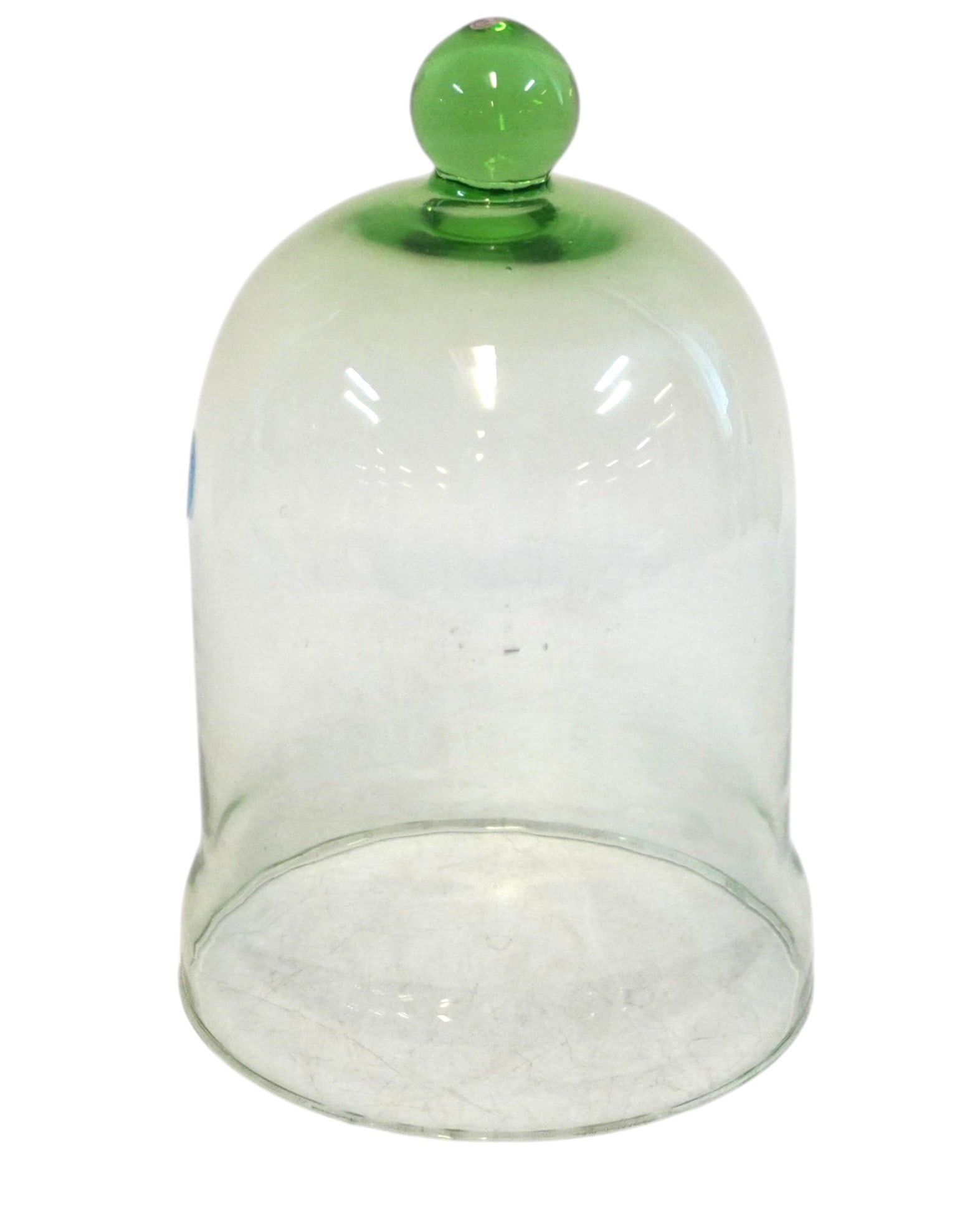 FRENCH VINTAGE GREEN GLASS CLOCHE BELL JAR: French Vintage Blown Green Glass Cloche / Bell Jar. 11" x 7" x 7". weighs approx 2 lbs. PROVENANCE The Historic R.M. Venning House, Charleston SC **In house shipping available on this lot** If you win