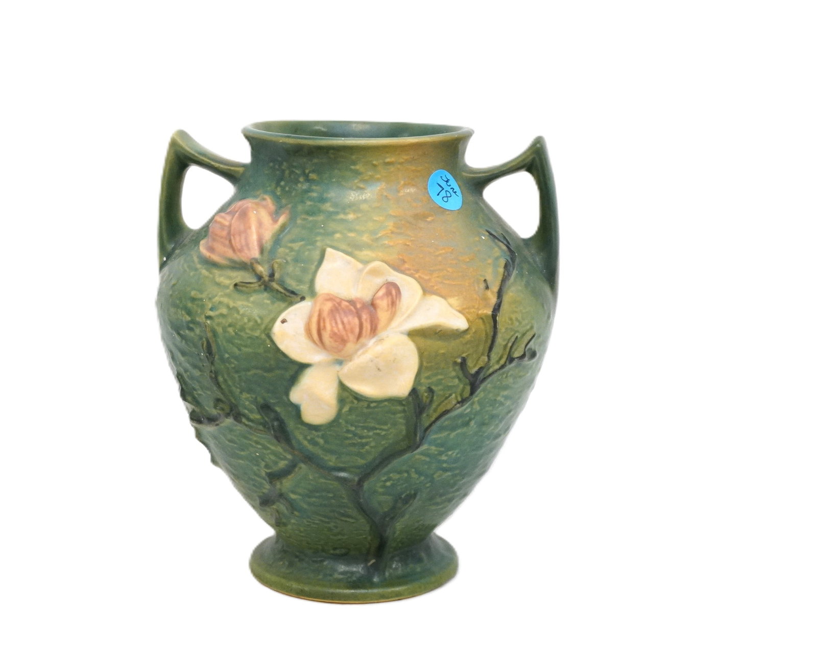 VINTAGE 1940s ROSEVILLE MAGNOLIA DOUBLE HANDLE VASE 92-8 (1 of 8)