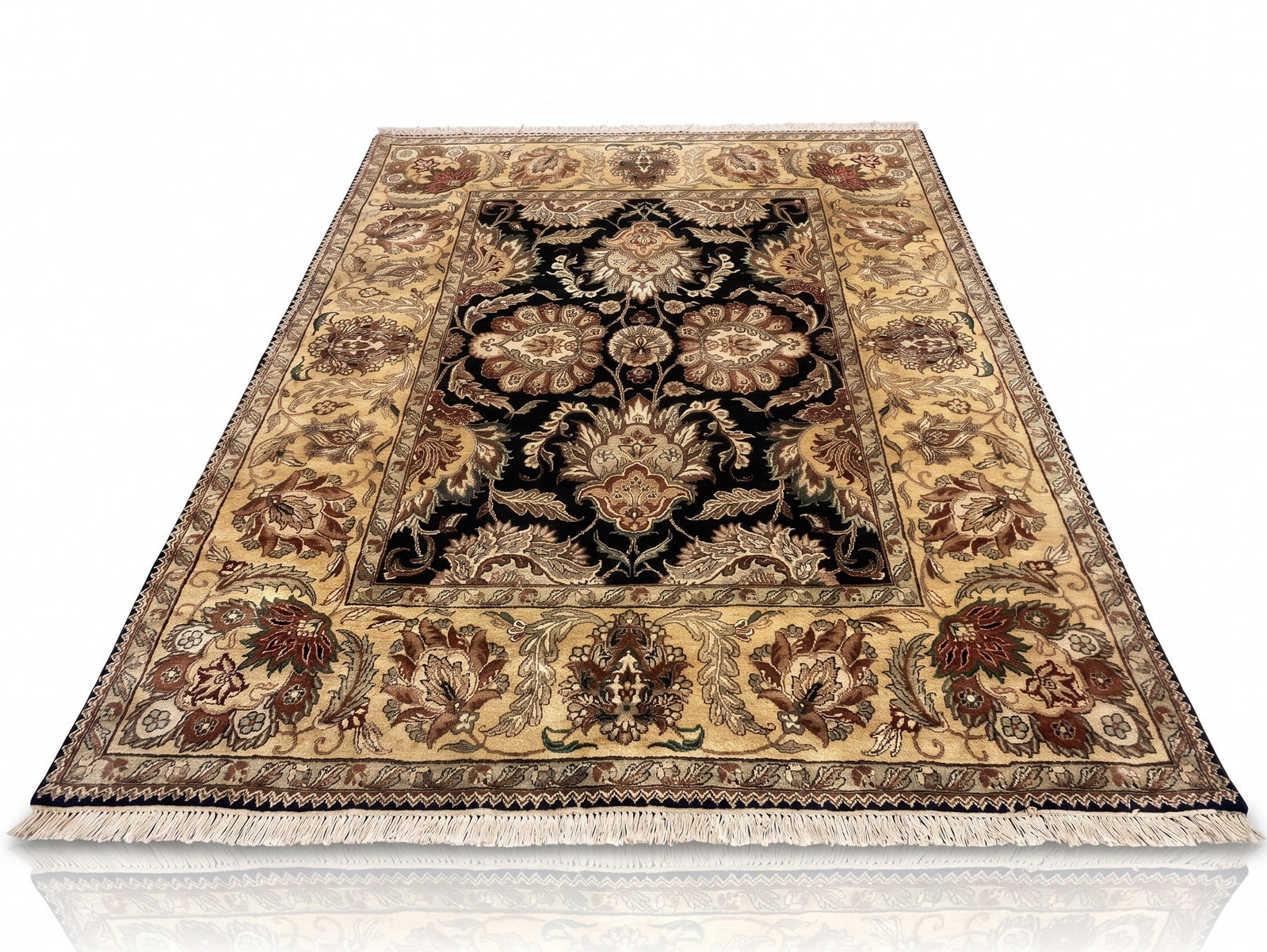 AGRA ORIENTAL AREA RUG BLACK & BEIGE (1 of 1)