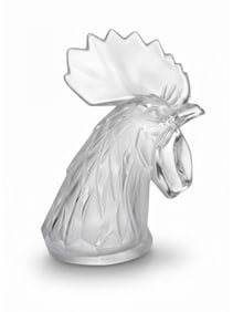LALIQUE SIGNED TETE DE COQ ROOSTER HEAD ORNAMENT