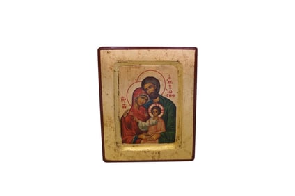 GREEK ICON THE HOLY FAMILY GOLD LEAF