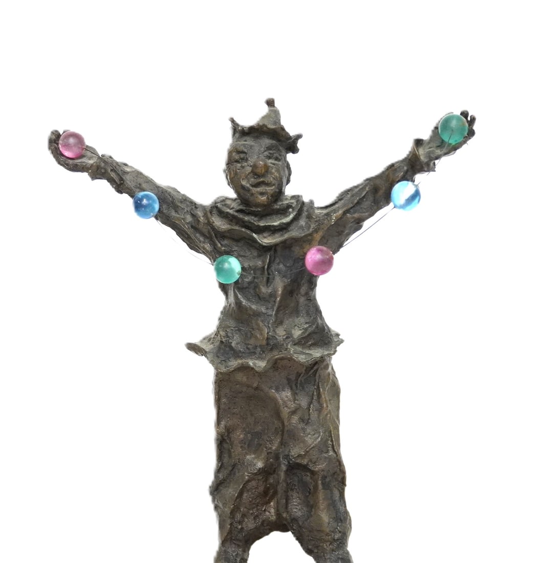 VINTAGE SOLID BRONZE IMPRESSIONIST CLOWN - 2