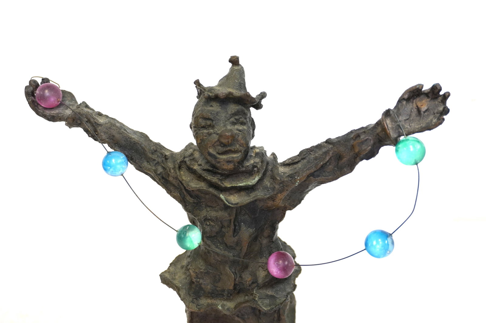 VINTAGE SOLID BRONZE IMPRESSIONIST CLOWN - 6