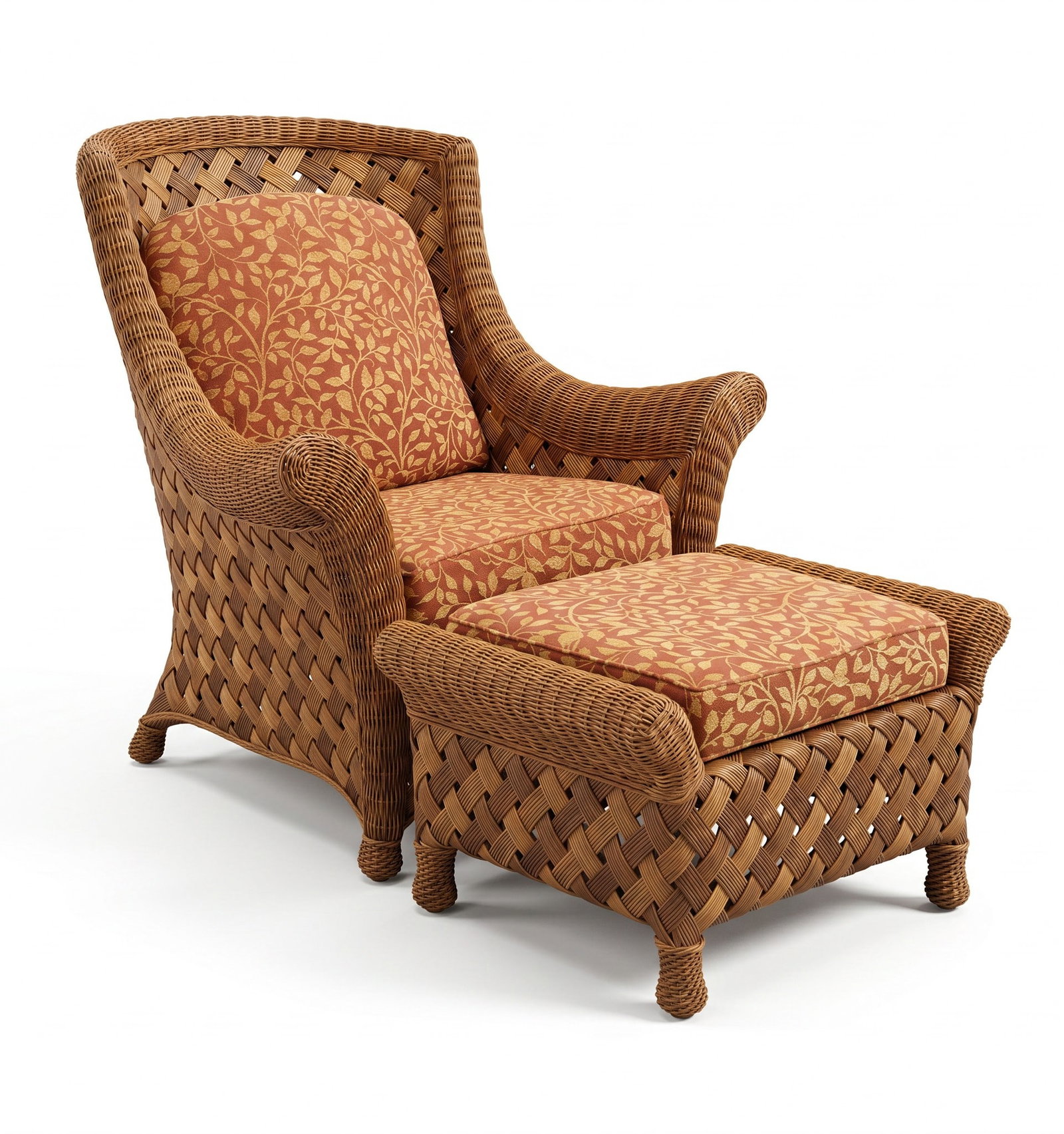 PALECEK "BIG DADDY" WICKER CHAIR & OTTOMAN (1 of 8)