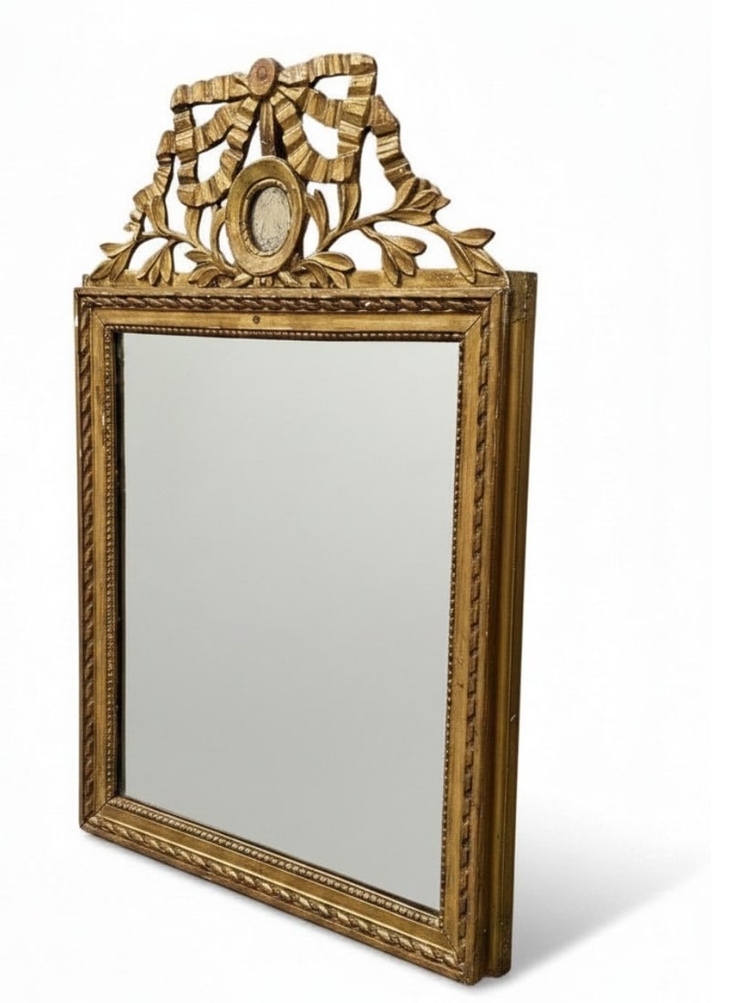 ANTIQUE FRENCH LOUIS XVI STYLE CARVED WOOD MIRROR (1 of 1)