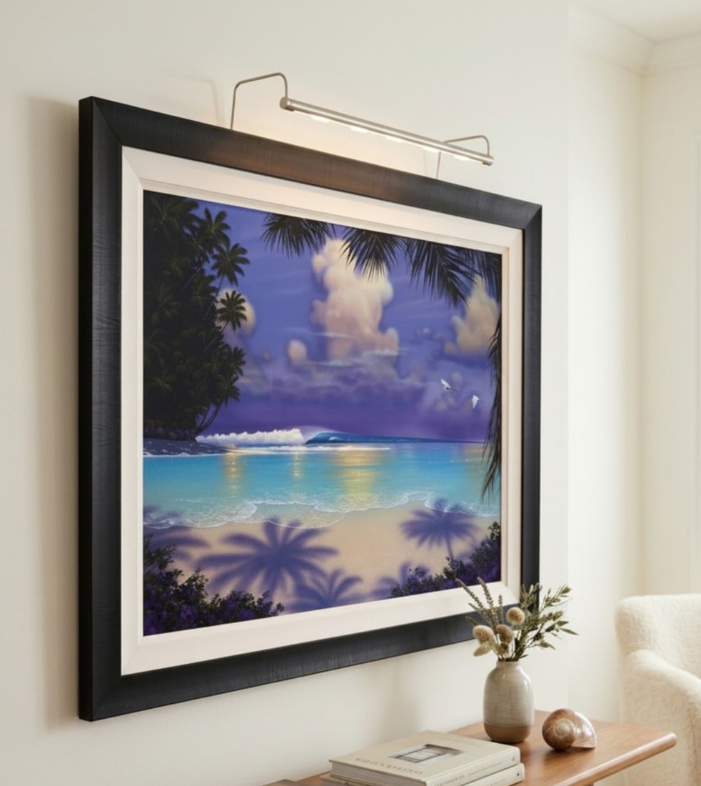 LARGE STEVEN POWER GICLEE ON CANVAS 'MAGIC ISLAND": Large Steven Power Giclee on Canvas "Magic Island". Framed. In Frame Measures 63" x 53" **In house shipping available on this lot** If you win this lot, please select self arranged for in house shippi
