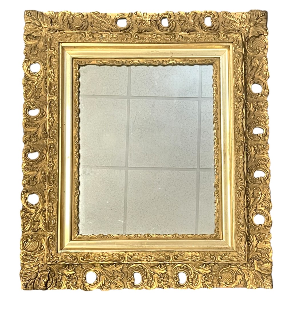 ANTIQUE ORNATE GOLD GILT WOOD & GESSO MIRROR (1 of 6)