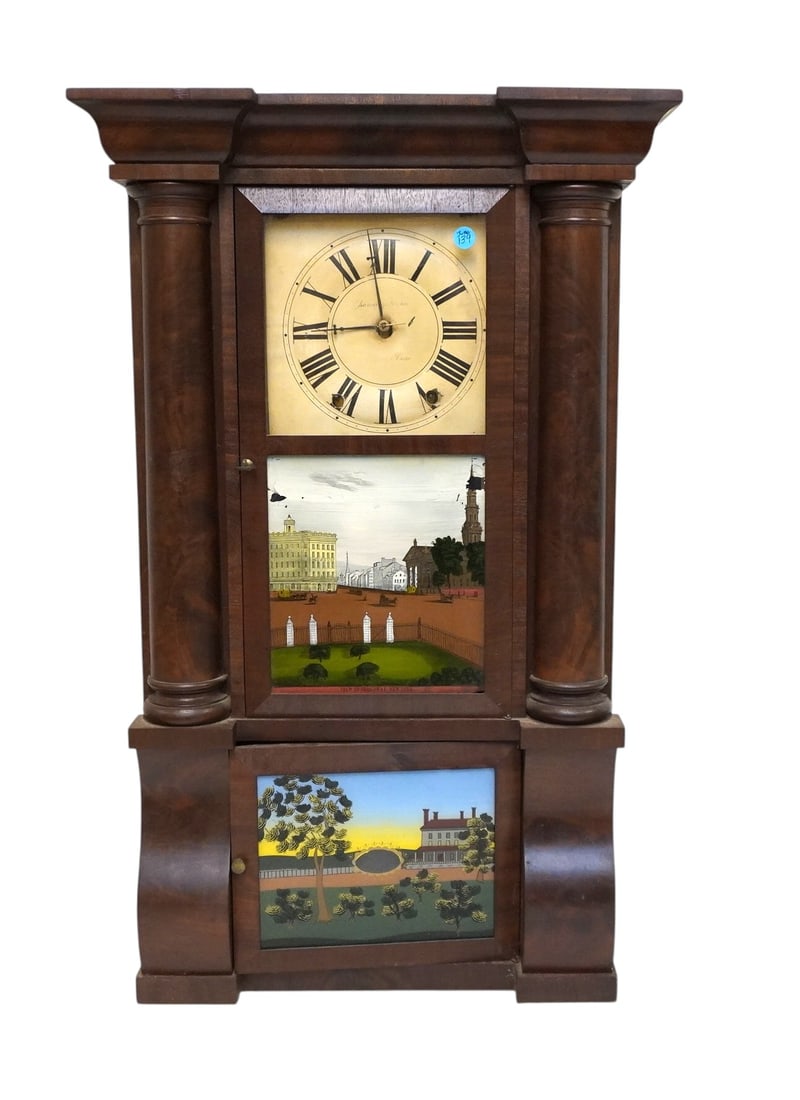 CHAUNCEY JEROME ANTIQUE TRIPLE DECKER 8 DAY CLOCK (1 of 7)