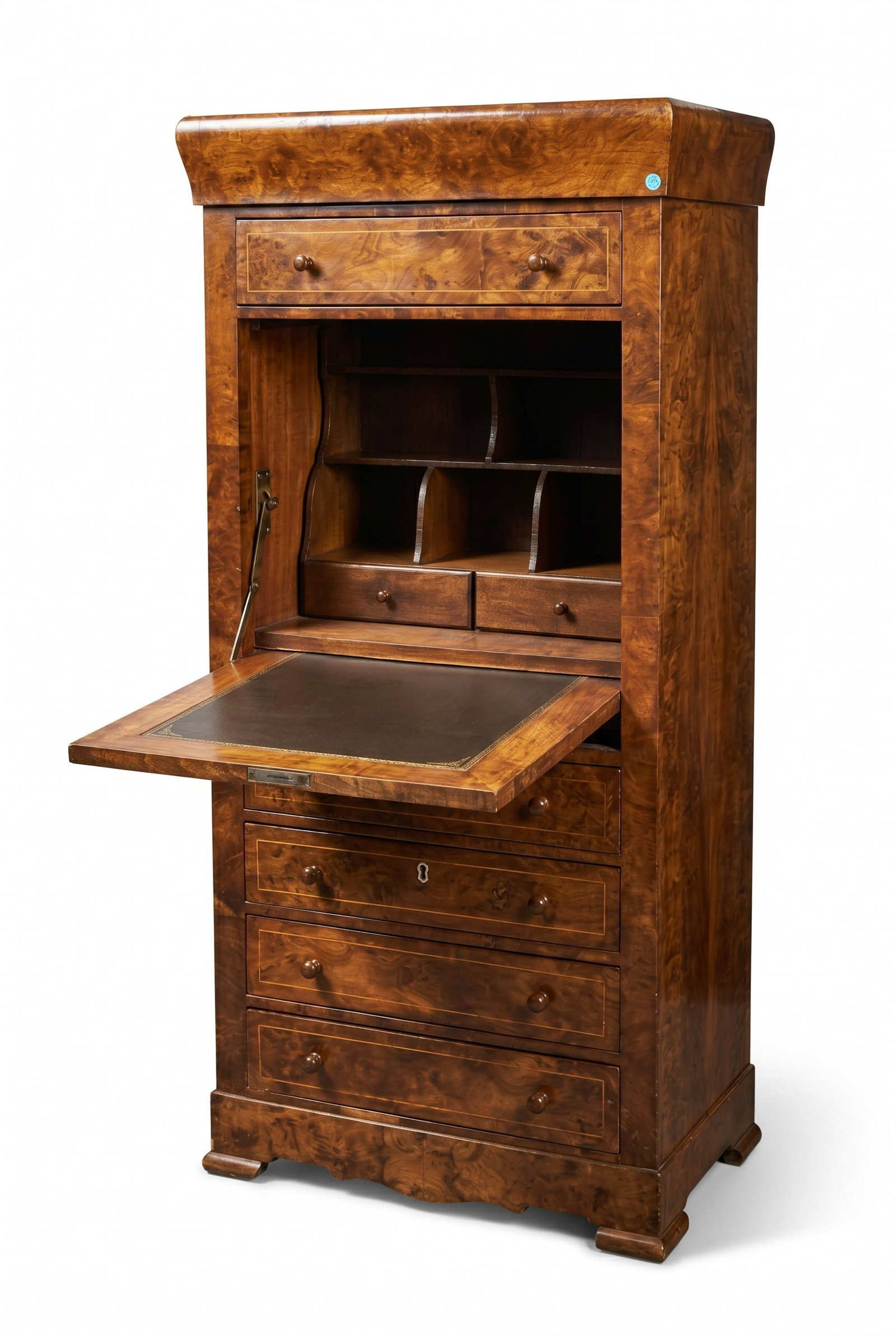 ANTIQUE BURR WALNUT BIEDERMEIER ABATTANT SECRETAIRE (1 of 9)