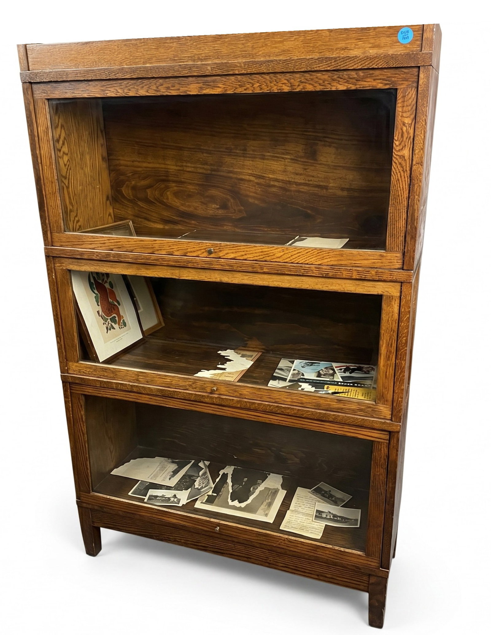 ANTIQUE OAK BARRISTER BOOKCASE 3 TIER (1 of 1)