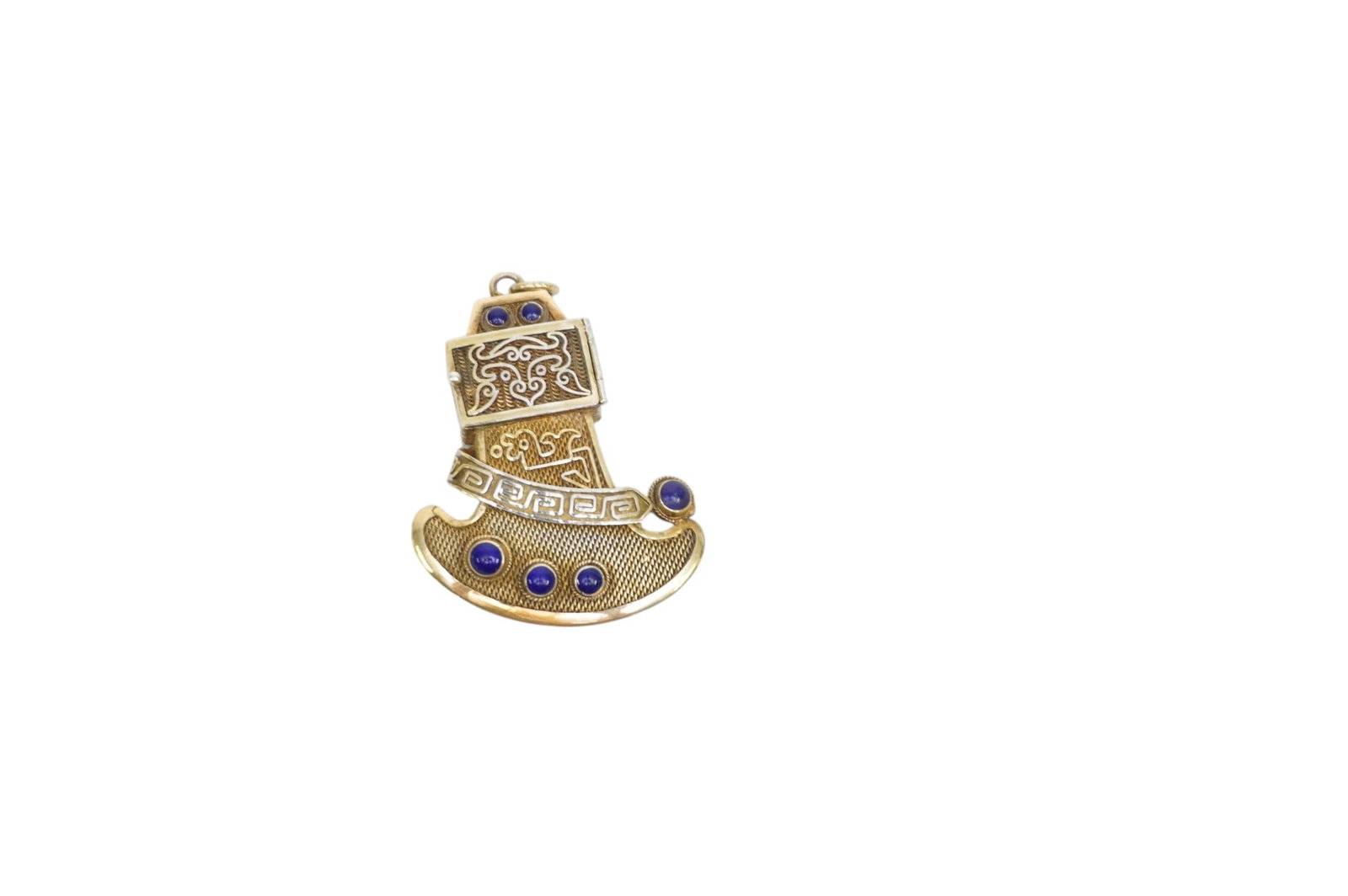 TIBETAN PRAYER BOX LAPIS LAZULI AND SILVER PENDANT: Tibetan Prayer Box Lapis Lazuli and Silver Pendant. Measures approx. 1-3/4" x 1-3/8" and weighs 10g. **In house shipping available on this lot** If you win this lot, please select self arranged for in