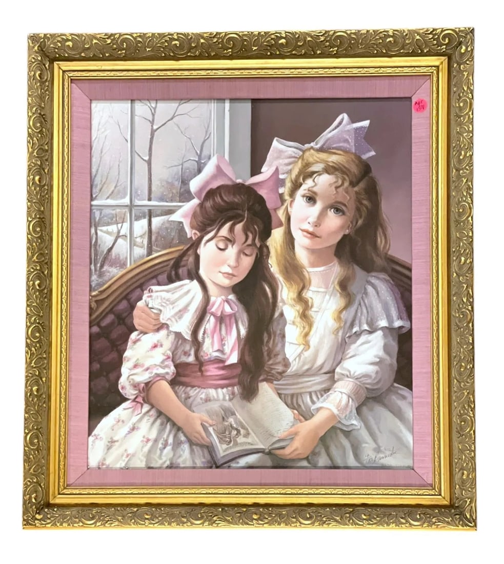 PATI BANNISTER (1929-2013) WINTERS TALE GICLEE LTD ED: Pati Bannister (1929-2013) "Winters Tale" 1995 Limited Edition Giclee on canvas. Signed and numbered by the artist #4/150. Professionally framed. In frame 24"x1 1/2"x27" Weight 6 lbs. Born in London, 