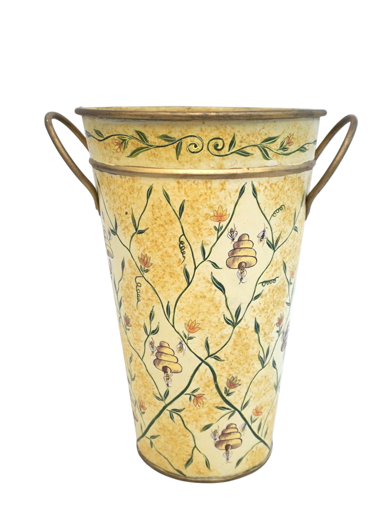 HAND PAINTED TOLEWARE BEE VASE (1 of 3)