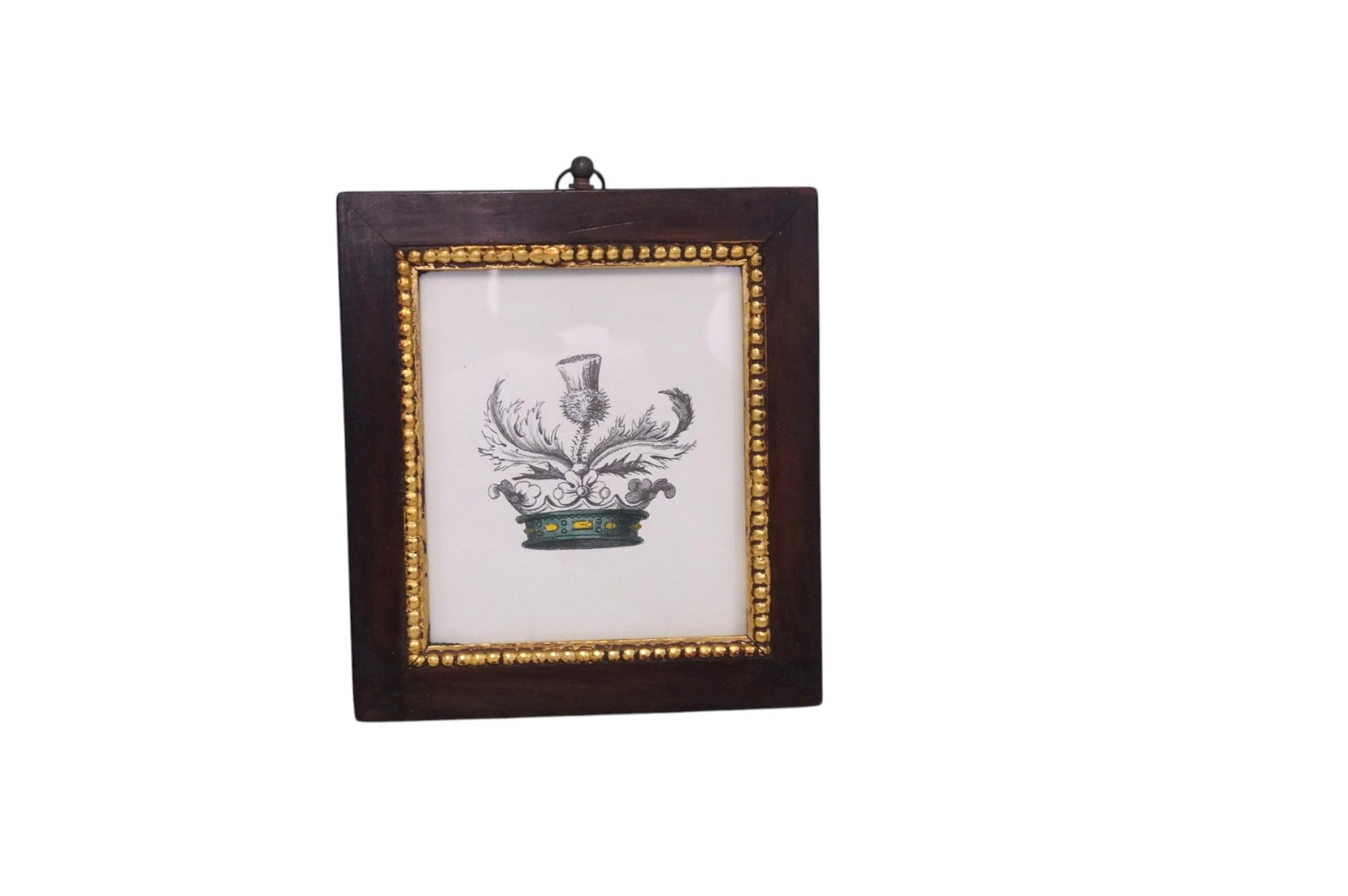 CROWN AND THISTLE HAND COLORED ENGRAVING (1 of 3)