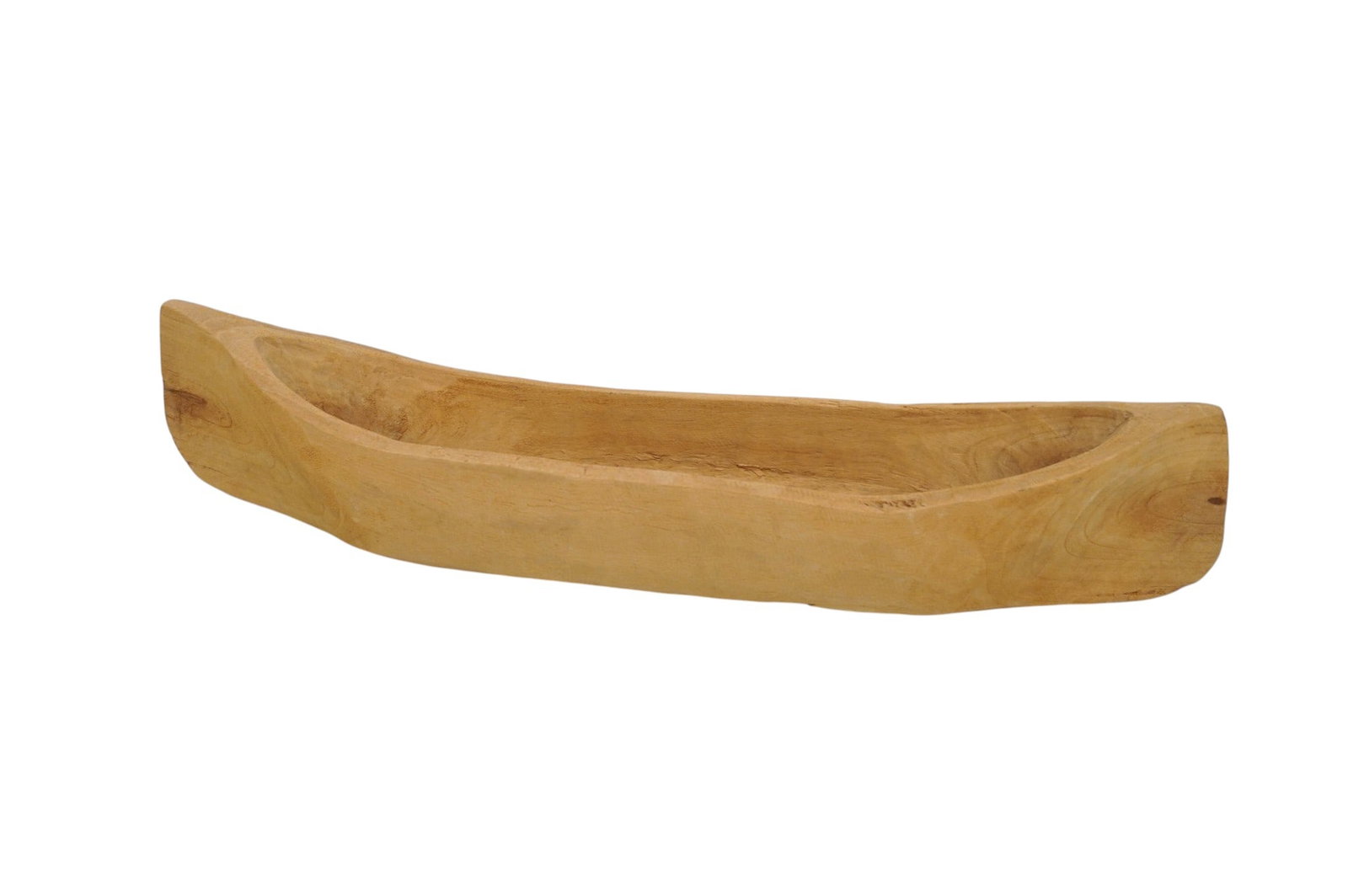 HAND CARVED PRIMITIVE CANOE CENTERPIECE BOWL (1 of 5)