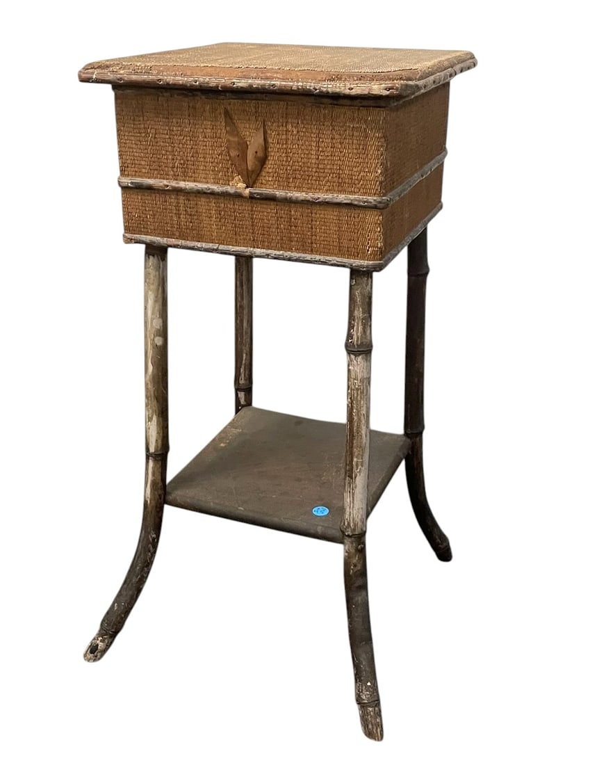 ANTIQUE AESTHETIC BAMBOO & RATTAN SEWING / SIDE TABLE (1 of 5)