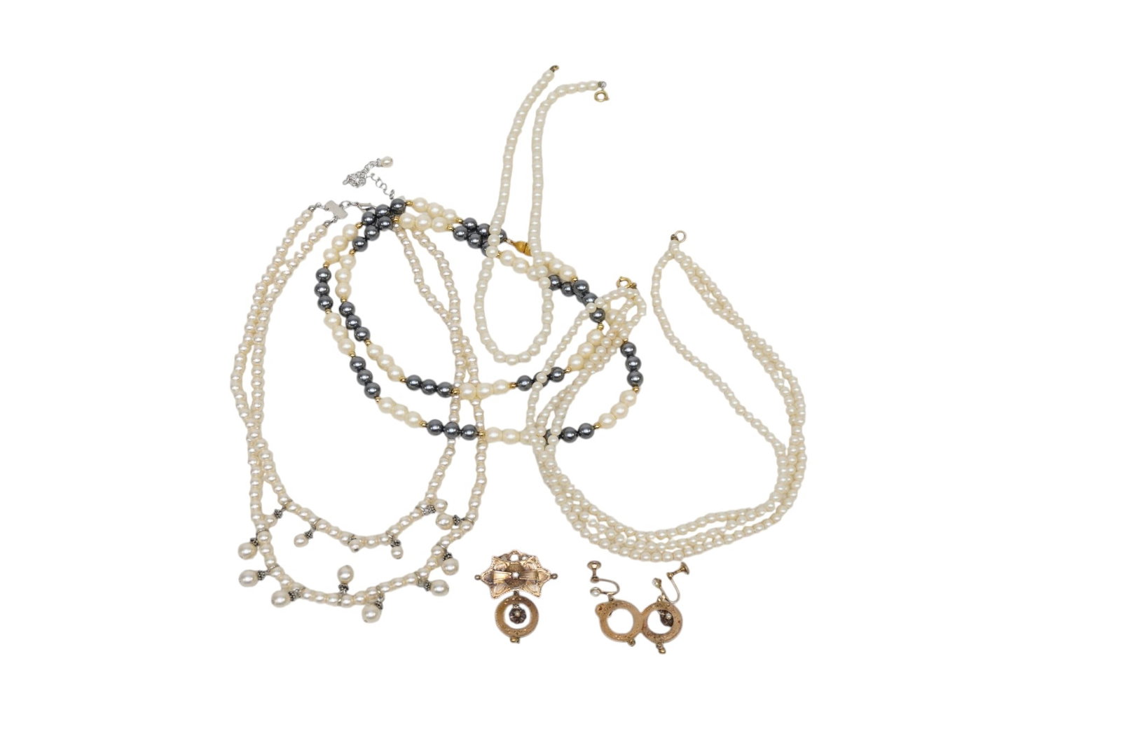 COSTUME VINTAGE PEARL JEWELRY - 6 PIECES (1 of 1)