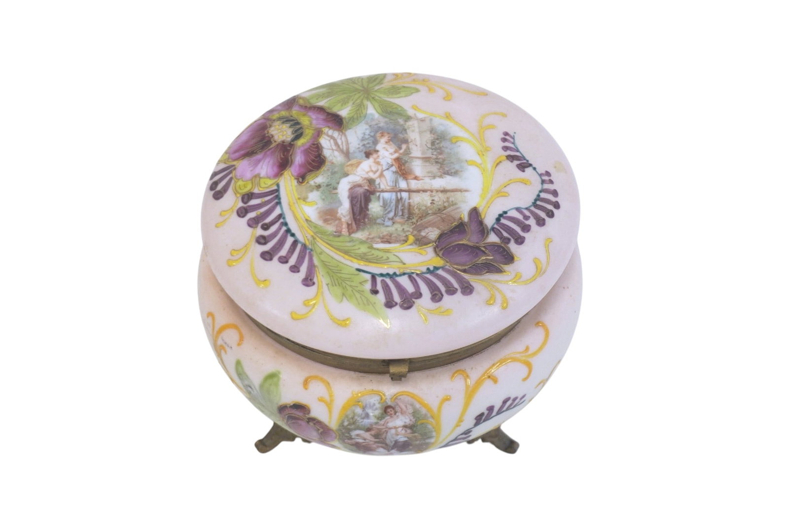 ORNATE LIDDED PORCELAIN TRINKET DISH (1 of 5)