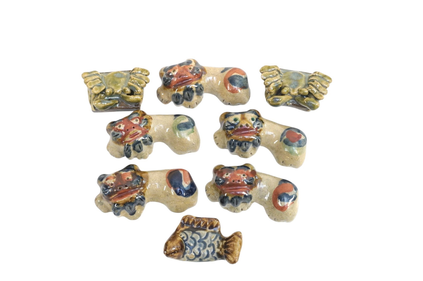8 ASIAN POTTERY CHOPSTICK RESTS (1 of 5)