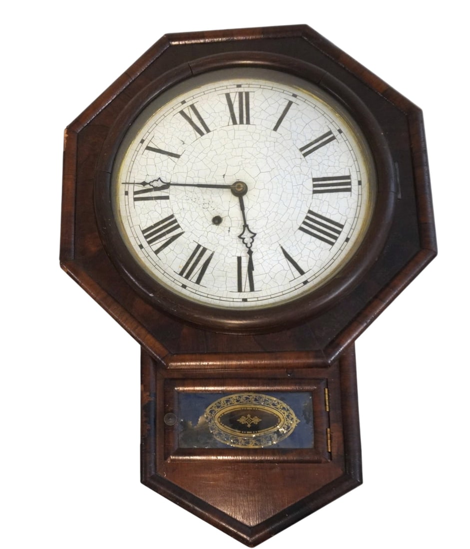 ANTIQUE ANSONIA SCHOOLHOUSE SHORT DROP STYLE WALL CLOCK (1 of 6)