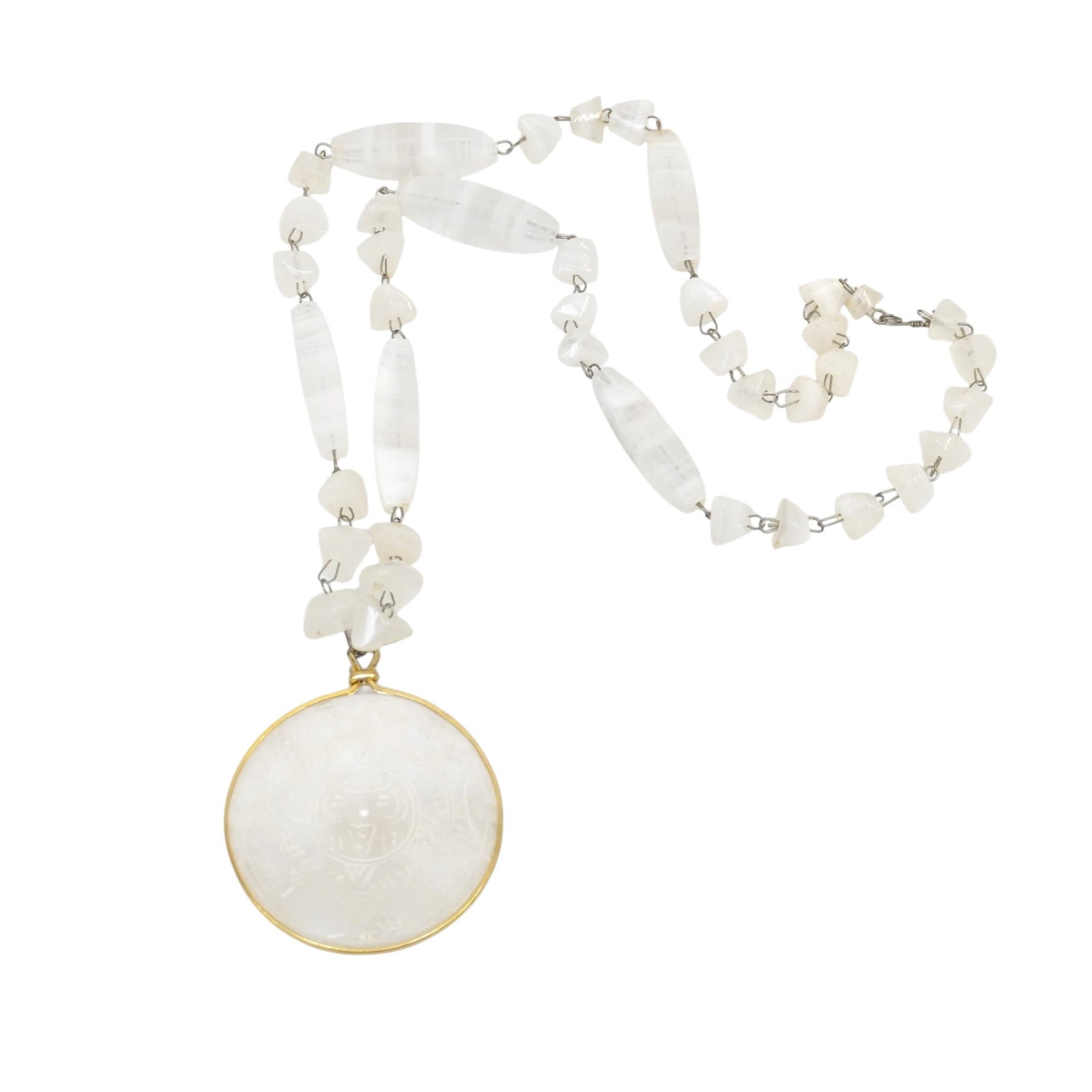 MAYAN AZTEC TRAVERTINE STONE BEADED NECKLACE: Mayan Aztec Travertine Stone Beaded Necklace. Measures 15.5" x 2" in dia. and weighs 3.2 oz. **In house shipping available on this lot** If you win this lot, please select self arranged for in house s