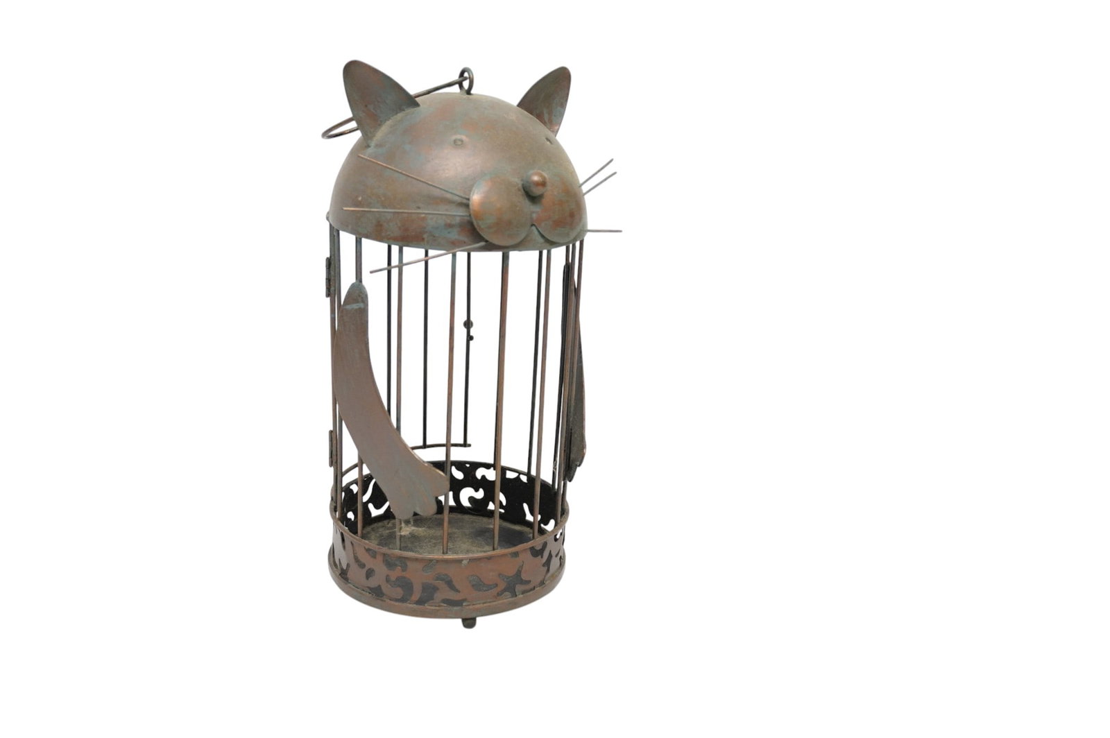 WHIMSICAL CAT BIRD CAGE COPPER PATINA (1 of 5)