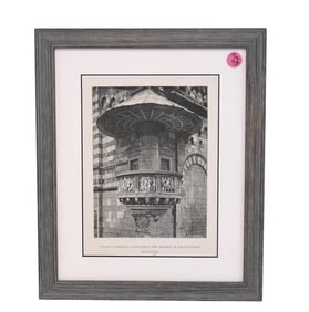 ANTIQUE ENGRAVING PRATO CATHEDRAL - EXTERNAL PULPIT