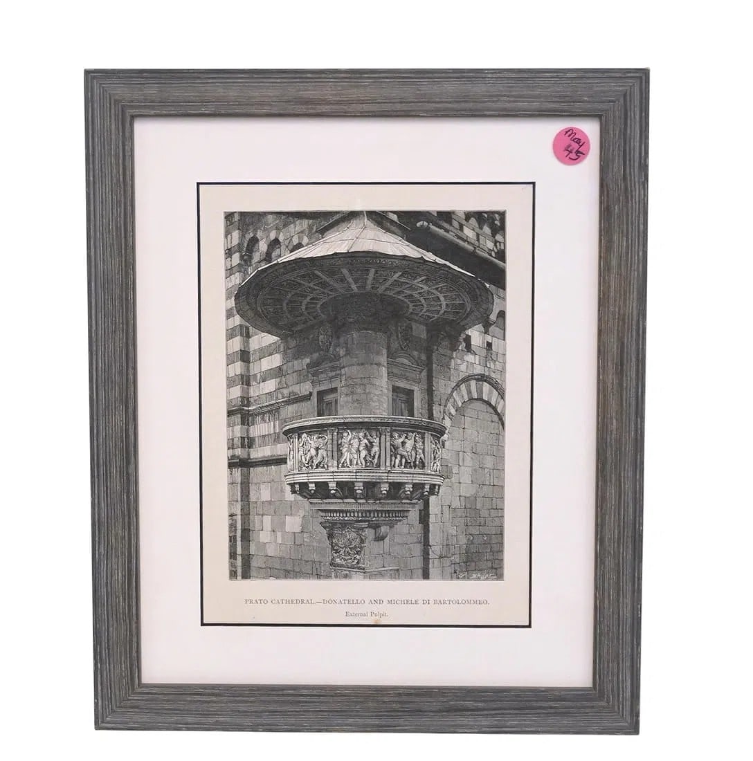 ANTIQUE ENGRAVING PRATO CATHEDRAL - EXTERNAL PULPIT (1 of 2)