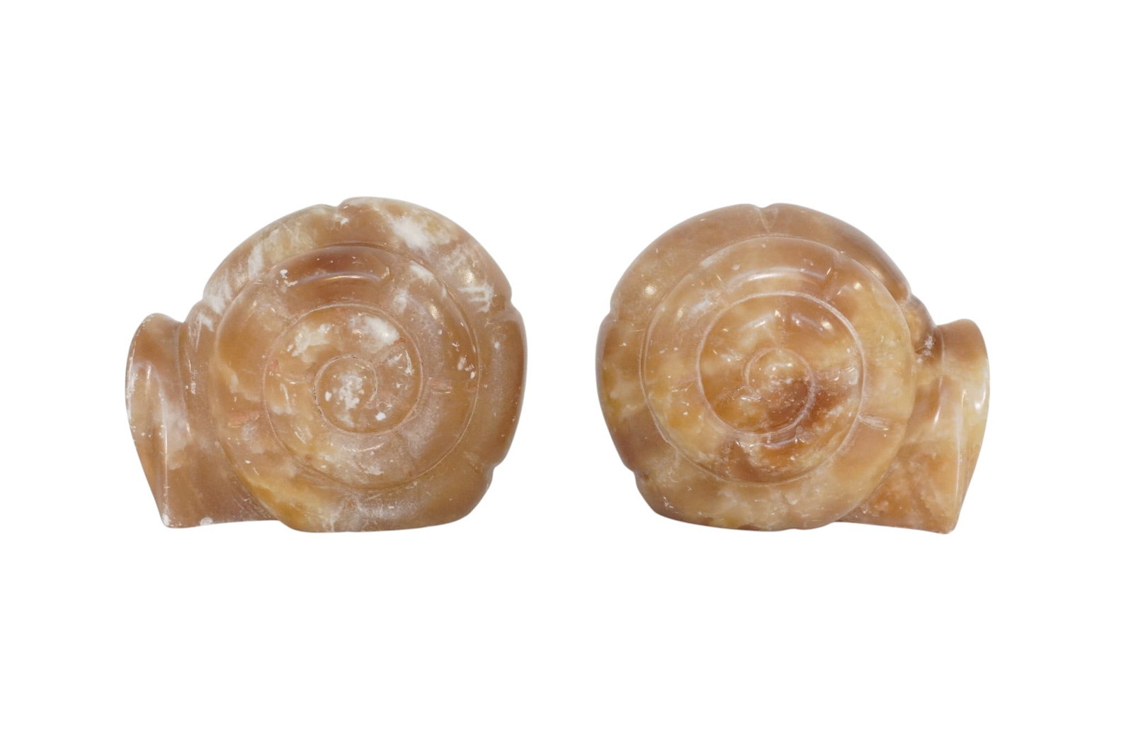 PAIR MID CENTURY ITALIAN ALABASTER SNAIL BOOKENDS (1 of 5)