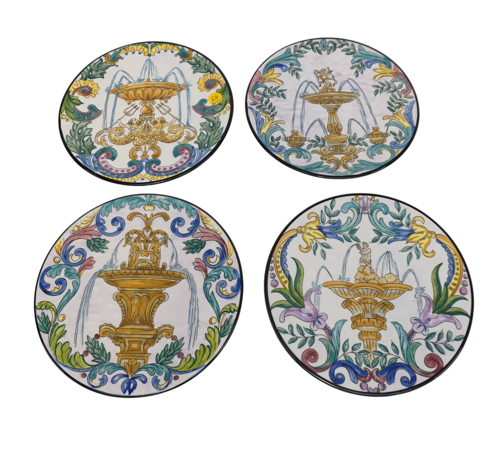 4 HAND PAINTED VALENCIA SPAIN FOUNTAIN PLATES (1 of 5)