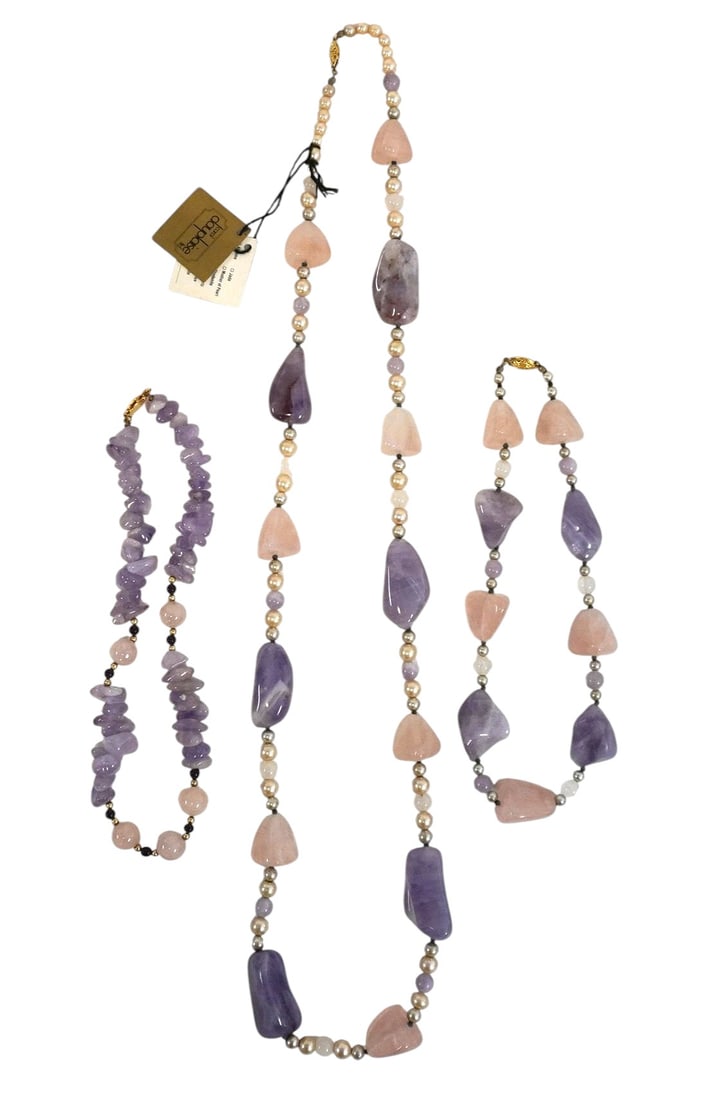 3 VINTAGE CAROL DAUPLAISE AMETHYST, ROSE QUARTZ, PEARL NECKLACES (1 of 5)